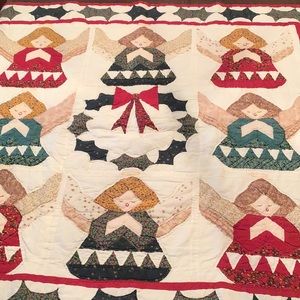 Quilt Wall Hanging Holiday Angels EUC